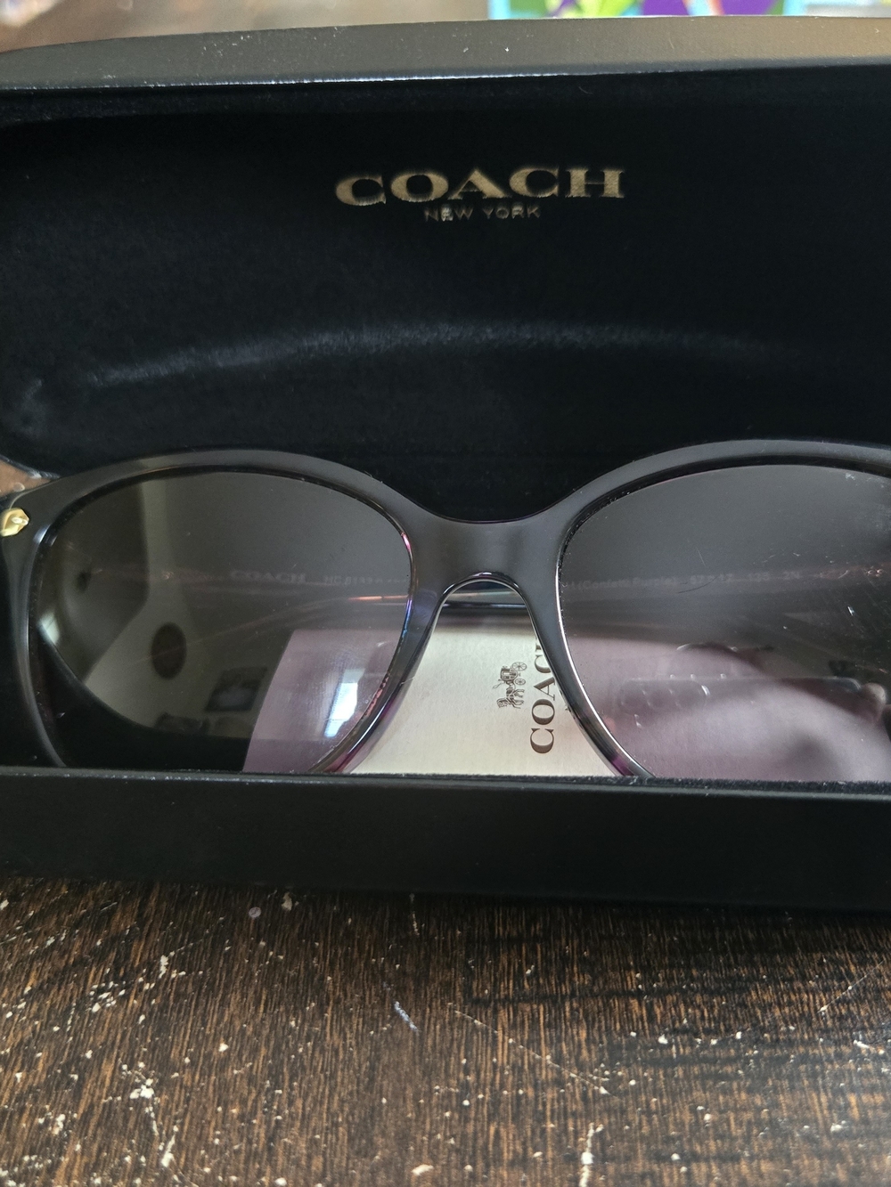 Coach Black Frame Sunglasses with Gradient Gray Lenses